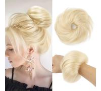 Hair Bun, Curly 100% Human Hair Fluffy Bun Scrunchies Women's(White)