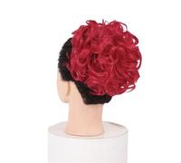 Hair bun Curly Chignon Messy Bun Updo Clip in Hair Piece Extensions Hairpins Elastic Band Synthetic Hair Bun Black Blonde Hair Bun Hair Piece for Women(Q8-RED)