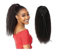 Hair Bun Curly Shaggy Ponytail with Drawstring Hair Comb Ponytail Extensions Brazilian Human Hair Ponytail Hair Bun Women Wigs Hair Bun Piece(8inch)
