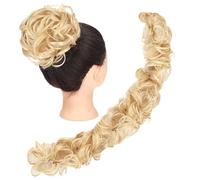 Hair bun DIY Wrap Around Bun Hair Scrunchie Wavy Donut Chignons for Women Kids Messy Bun Hair Piece Extensions Tousled Fluffy Hair Ponytail Hair Bun Hair Piece for Women(M333-22H613)
