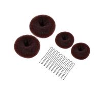 Hair Bun Donut,4pcs Hair Donut Bun Maker Shaper, Hair Donut Bun Maker Set,Hair Bun Ring Ballet Hair Doughnut for Girls Kids,Hair Bun Ring with 10pcs Hair Pins for Chignon Ballet Dancers,Dark Brown