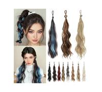 Hair Bun Extensions 17" Long Wavy Wrap Around Hair Bun Hairpiece Synthetic Ponytail Extension with Elastic Tie Increase Volume Messy Bun Hair Piece(Light blonde)