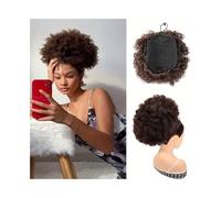 Hair Bun Extensions 1Pcs Afro Puff Drawstring Ponytail Extension for Black Women Clip in Synthetic Curly Bun Hair Pieces Messy Bun Hair Piece(10inch-4)