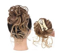 Hair Bun Extensions 1PCS Synthetic Curly Wavy Hairpieces Claw Clip in Dish Hair Claw Bun Chignon for Women Messy Curly Hair Bun Hair Scrunchies Extension Messy Bun H,SW207-12H24