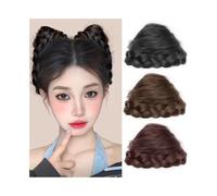 Hair Bun Extensions 2PC Synthetic Cat Ear Hair Bun Braided Chignon Drawstring Ponytail Hairpieces for Women Girls Messy Bun Hair Piece(Natural Black)
