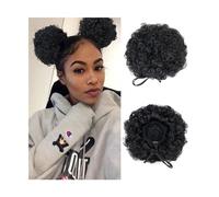 Hair Bun Extensions 2Pcs Afro Puff Drawstring Ponytail Hair Extension Synthetic Fluffy Kinky Curly Bun Updo Hair Pieces Donut Chignon Hairpieces Messy Bun Hair Piece