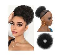 Hair Bun Extensions Afro Puff Hair Bun Chignon Synthetic Kinky Curly Elastic Ponytail Extensions Thick Updo Hairpieces Messy Bun Hair Piece