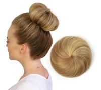 Hair Bun Extensions for Women, Drawstring Straight Updo Donut Chignon,Real Hair Fake Ballet Bun for Women & Girls Messy Bun Hair Piece for Effortless Style (Honey Golden Highlights Blonde)