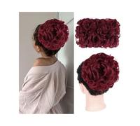 Hair Bun Extensions Messy Wavy Bun Hair Piece Synthetic Elastic Drawstring Ponytail Clip in Hairpiece For Black Women Messy Bun Hair Piece(Bug#)