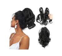 Hair Bun Extensions Synthetic Diy Claw Clip In Ponytail Hair Extensions Hairpiece Hair Bun Fake Black Blonde Natural Hair False Pigtail for Women Messy Bun Hair Piece(1B)
