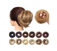 Hair Bun Extensions Synthetic Hair Bun Extension Donut Chignon Elastic Short Straight Ponytail Piece Messy Bun Hair Piece(Q7-24T613)