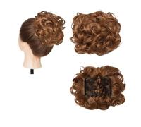 Hair Bun Extensions Synthetic Large Comb Clip In Curly Hair Extension Chignon Hair Pieces Women Updo Cover Hairpiece Extension Hair Bun Messy Bun Hair Piece(Light auburn)