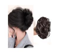Hair Bun Extensions Synthetic Messy Bun Hair Extensions Claw Clip Wavy Curly Ponytail Hairpiece Messy Bun Hair Piece(Brown Black)