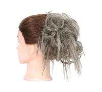 Hair Bun Extensions Women Wig Multicolor Natural Fluffy Exquisite Fashion Makeup Tool High Temperature Fake Ponytail Braid Wig for Home Messy Bun Hair Piece(Gris)