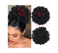 Hair Bun Hairpiece Synthetic DreadLock Afro Puff Hair Bun Chignon Faux Locs Clip In Drawstring Pony Tail Hair Pieces Women Chignon(1B-BUG)