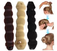 Hair Bun Maker 3Pcs Hair Bun Roller Foam Sponge Maker for Long DIY Deft twisters Shaper Easy Snap-and-Roll Accessories for Women
