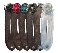 Hair Bun Maker, 6PCS Hair Twist Bun Maker, Hand Embroidered Flowers for Long, Classic Accessories for Women Girls.
