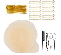 Hair Bun Maker, COGVOHY Hair Sponge for Updo, Hair Padding Tool with 50 Hair Pin +20 Bobby Pins +1Set Hair Styling Tools, 5.3ft Long Bun Maker Hair Filler Padding Volume Insert Styling Tool for Women