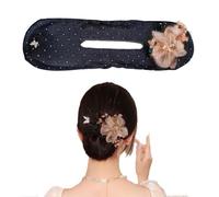 Hair Bun Maker,Floral Design Dotted Bun Maker,Hand Embroidered Flowers Deft Bun Maker,Flower Hair Bun Roller,Deft Bun Hair Twister, Exquisite Bun Maker for Women Girl Mesh Hair styleing Accessories