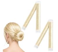 Hair Bun Maker for Long Thick Hair, 2 Pack Light Blonde Hair Bun Band Snap Bun Maker, Synthetic Hair Bun Accessories for Easy French Twist & Donut Bun