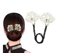 Hair Bun Maker for Women - Elegant Twist Bun Shaper with Rhinestone Metal Clip, Easy Hairstyle Accessory for Party, Wedding & Daily Use (White)