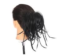 Hair bun Messy Braid Chignon Synthetic Fluffy Hair Bun Elastic Rubber Rope Ponytail Hair Extension Natural Fake Hair Scrunchie for Updo Hair Accessories Hair Bun Hair Piece for Women(1B#)