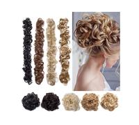 Hair Bun, Messy Hair Bun DIY Long Synthetic Fibres Wrap Around Wave Curly Updo Hairpieces,for women(Sandy brown)