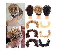 Hair bun Messy Hair Bun Extensions, Long Synthetic Fluffy Hair Bun Wrap Around Scrunchies DIY Curly Elastic Band Hair Extensions Hairpieces for Women Hair Bun Hair Piece for Women(12H24)