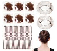 Hair Bun Net, Hair Nets for Buns, Ballet Hair Net, Bun Nets, 20 Pcs 50 Cm Invisible Hair Nets and 40 Pcs U Shaped Hair Pins Set for Women, Girls, Ballet Dancer, Nurse(Coffee)