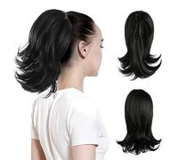 Hair Bun Pieces for Women 12inches Women Medium Long Hair Slightly Warped Ponytail Claw Clip Style Extension Wig Curly Bun