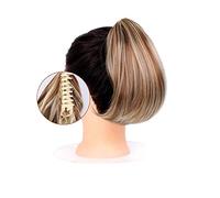 Hair Bun Pieces for Women 8 Inch Short Straight Ponytail Hair Extension Synthetic Drawstring Claw Clip for Women Wigs