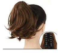 Hair Bun Pieces for Women Ladies Ponytail Warped Hair Extensions Synthetic Straight With Claw Clips Natural Wig Bun