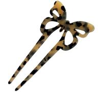 Hair Bun Pin - 2-Prong Acetate Fork, Durable Shaped Clip, Smooth Shiny Finish, Safe Non Slip Design | French Vintage Twist Updo Hairstyle Thick Women