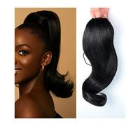 Hair Bun Ponytail Hair Extensions Brazilian Human Hair 12-18 Inch Tail Warped Ponytail Wig with Drawstring Ponytail Barrette Hair Bun Piece(18inch 100g)