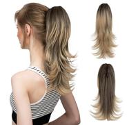 Hair Bun Synthetic Clips In Ponytail Hair Extensions Wig 14 Inch Long Wavy Wig Bun with Elastic Band Ponytail for Women wig(6t18)