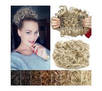 Hair bun Synthetic Combs Messy Bun Hair Piece Wave Curly Dish Hair Bun Extension Thick Curly Chignon Hairpiece Clip in Scrunchies Ponytail Extension for Women Hair Bun Hair Piece for Women(Dark brown)