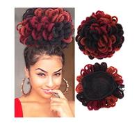 Hair bun Synthetic Dreadlocks Bun Afro Puff Drawstring Ponytail Hair，Chignon Locs Braids Buns Hairpiece Clip in Hair，Extensions for Black Women Hair Bun Hair Piece for Women(350-99J-BUG)