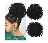 Hair bun Synthetic Dreadlocks Bun Afro Puff Drawstring Ponytail Hair，Chignon Locs Braids Buns Hairpiece Clip in Hair，Extensions for Black Women Hair Bun Hair Piece for Women(1B-30)