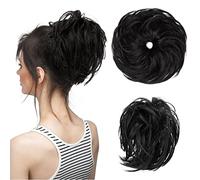 Hair Bun Synthetic Hair Bun with Elastic Rubber Band Messy Bun Wig Hair Bun Curly Hair Bun Donut Hair Ties Women Hair Bun wig(Off black)