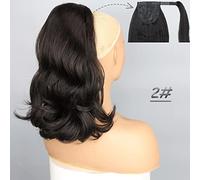 Hair Bun Synthetic Long Wavy Ponytail 18 Inch Ladies Wig with Hair Comb Drawstring Ponytail Hair Extensions Natural Black Hair Bun Piece(2-01)