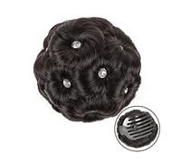 Hair Bun Synthetic Ponytail Bun Elegant Braided Bun Claw Clip Bun Hair Accessories with Rhinestone Bun Women Hair Accessories Hair Bun Piece(Brown black,A)