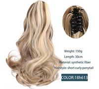 Hair Bun Synthetic Short Wave Big Claw Clip Ponytail Hair Extension Wig Hair Bun Ponytail Ladies Hair Accessories Hair Bun Piece(SW184-18H613)