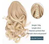 Hair Bun Synthetic Short Wave Big Claw Clip Ponytail Hair Extension Wig Hair Bun Ponytail Ladies Hair Accessories Hair Bun Piece(SW183-T24-613)
