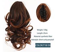 Hair Bun Synthetic Short Wave Big Claw Clip Ponytail Hair Extension Wig Hair Bun Ponytail Ladies Hair Accessories wig(SW183-T1B-30)