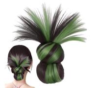 Hair Bun Wig, Claw Clip Short Ponytail Hair Extension, Feathered Synthetic Wig for Quick Styling Updo Cheer Daily Wear