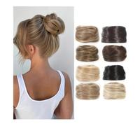 Hair Bun, Wig Rubber Tendon Straight Hair Ring Female Simulation Fluffy Ball Head Lazy Artifact(Dirty gold)