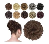 Hair Bun, Wig women's elastic curl hair ring fluffy ball head hair iron simulation matte flower corn bun,for women(Coffee Brown)