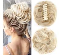 Hair Bun, Women's Detachable Wig Ball Head Coil Hair Ring Bun with Grab Clip - 70g Fluffy & Messy Hair Bag,for women(Gold)