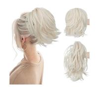 Hair Bun, Women's Ponytail Short Clamp Curly Hair Ponytail Adjustable Hair Ring Fluffy Wig Hair,for women(White)