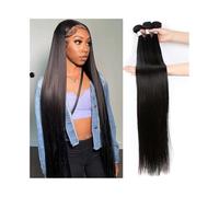 Hair Bundles 10-40 Inch Long Straight Hair Bundles 3 Pcs Bone Straight Human Hair Bundles Natural Black Remy Hair Extensions Human Hair Extensions(14 14 14)